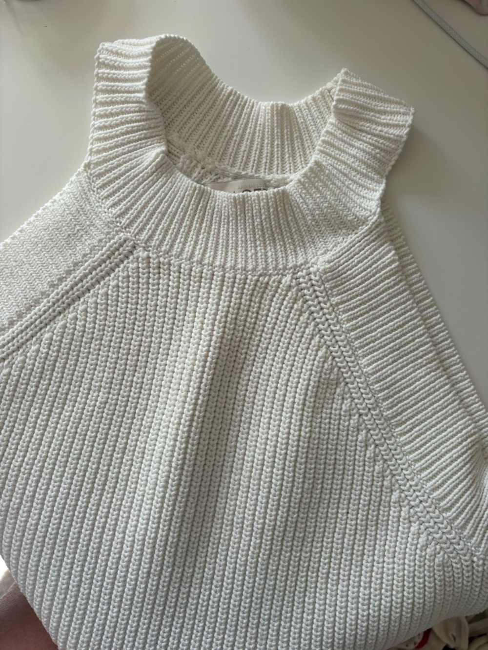 LOFT Ivory Ribbed Halter Tank Top Size M - Picture 5 of 7